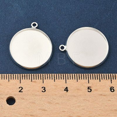 Flat Round Brass Pendant Cabochon Settings KK-K414-14G-S-1