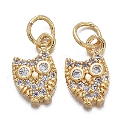 Brass Micro Pave Cubic Zirconia Charms KK-K244-05G-1