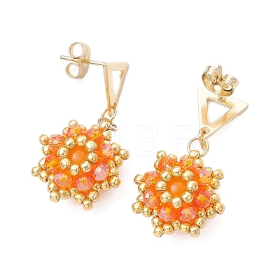 Valentine's Day Flower Natural & Dyed Malaysia Jade Dangle Stud Earrings EJEW-MZ00716-01-1
