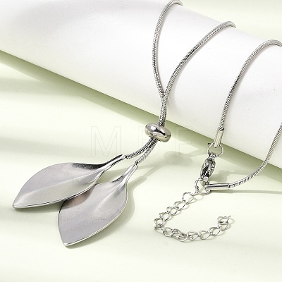 Adjustable 304 Stainless Steel Leaf Pendant Lariat Necklaces for Women SA-CBAB727-03P-1