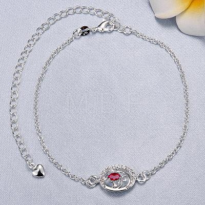 Delicate Silver Plated Brass Cubic Zirconia Filigree Anklets AJEW-BB05248-C-1