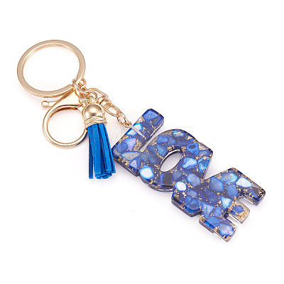 Alloy & Resin Tassel Keychainss AJEW-TADJ0001-20G-05-1