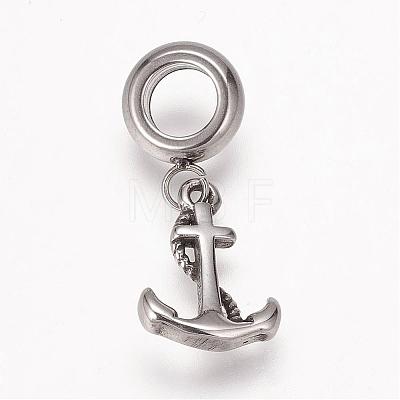 304 Stainless Steel European Dangle Charms OPDL-K001-29AS-1