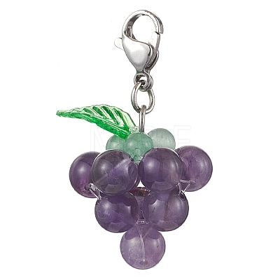 Grape Natural Amethyst Pendant Decoration HJEW-TA00293-01-1