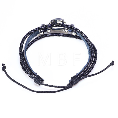 12 Constellation Leather Cord Bracelets BJEW-P240-E09-1