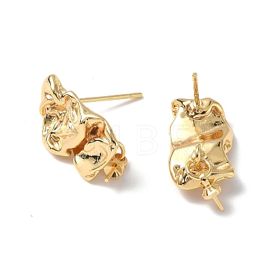 Textured Brass Stud Earring Findings KK-B063-08G-1