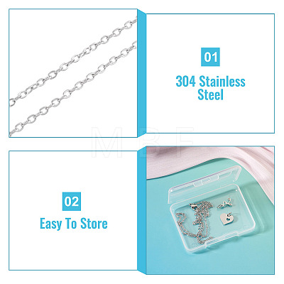 1Pc 304 Stainless Steel Cable Chain Necklaces NJEW-TA0001-24R-1