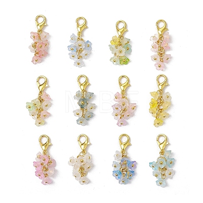 12Pcs Frosted Acrylic Flower Pendant Decorations AC-CJ1071-G-1