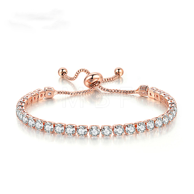 Brass Micro Pave Clear Cubic Zirconia Slider Bracelets for Women WG7A039-01-1