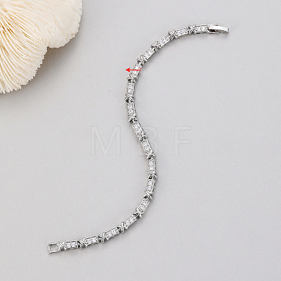 Brass & Clear Cubic Zirconia Link Chain Bracelets WG4C692-04-1