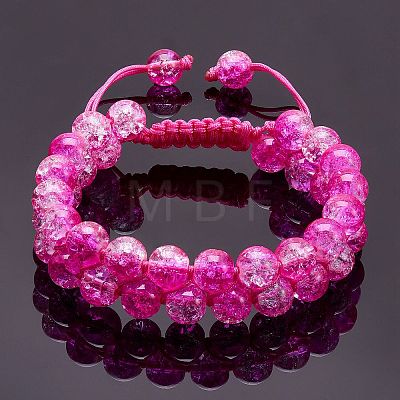 Sparkling Round Glass Braided Bead Bracelet BJEW-SW00082-05-1