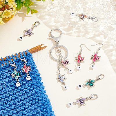 Alloy Enamel & Acrylic Pendant Locking Stitch Markers HJEW-AB00121-1