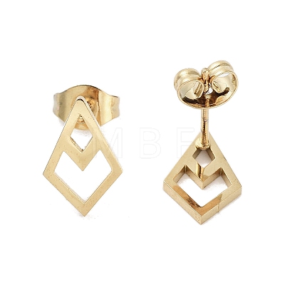 PVD Vacuum Plating 304 Stainless Steel Stud Earrings for Women EJEW-A048-31G-1