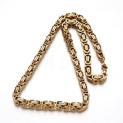 304 Stainless Steel Byzantine Chain Necklaces NJEW-E048-12G-1
