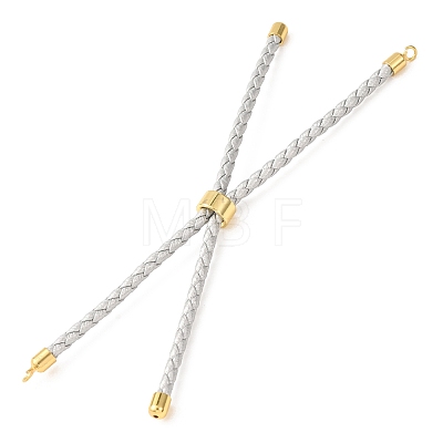 Adjustable Round Braided Microfiber Leather Cord Bracelet Making KK-CBAC260-01G-24-1