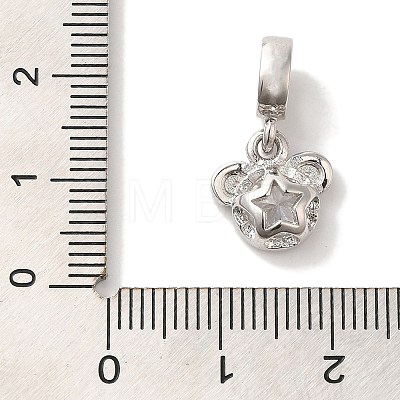 Brass Clear Cubic Zirconia European Dangle Charms KK-C072-43P-1