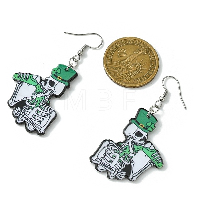 Halloween Printed Acrylic Dangle Earrings EJEW-JE05979-1