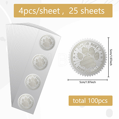 Custom Round Silver Foil Embossed Picture Stickers DIY-WH0503-007-1