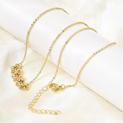 Brass Glass Triple Star Pendant Necklaces KK-CBAB173-03G-06-1