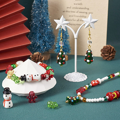 46Pcs 11 Style Christmas Handmade Lampwork Beads LAMP-TA0001-16-1