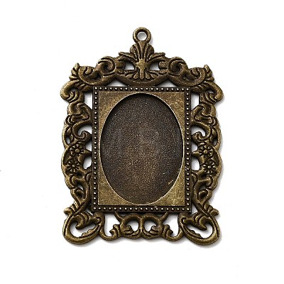 Rectangle Tibetan Style Alloy Big Pendant Cabochon Settings X-PALLOY-K109-77AB-NR-1