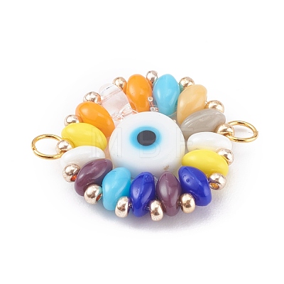 Evil Eye Lampwork Beads Link Connector PALLOY-JF00648-1