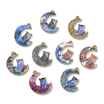 27Pcs 9 Styles Alloy Printed Pendants PALLOY-CJ0002-53-1