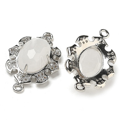 Natural Quartz Crystal Faceted Oval Connector Charms G-G181-06P-08-1