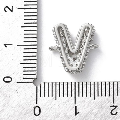 Brass Micro Pave Cubic Zirconia Letter Links KK-I717-04V-P-1