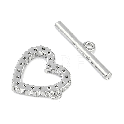 Brass Micro Pave Clear Cubic Zirconia Toggle Clasps KK-K391-07P-1