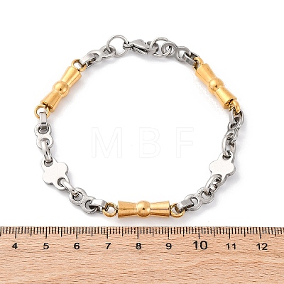 201 Stainless Steel Byzantine Chain Bracelets BJEW-B078-159GP-1