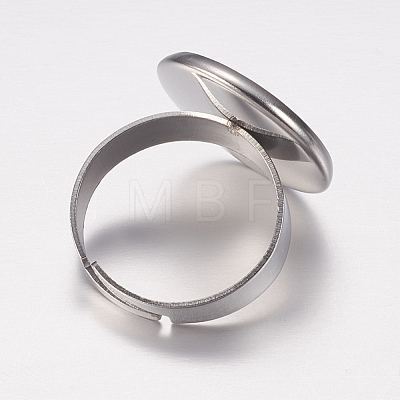 Adjustable 304 Stainless Steel Finger Rings Components STAS-F149-18P-C-1