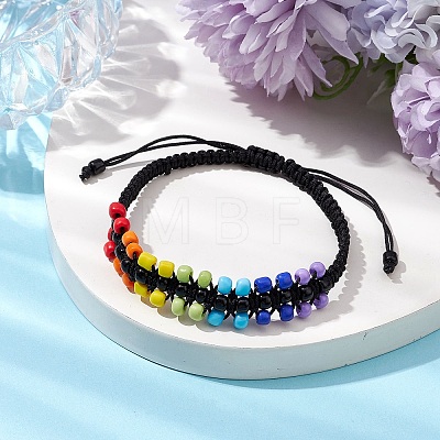 Glass Seed Braided Bead Bracelets BJEW-JB11064-1