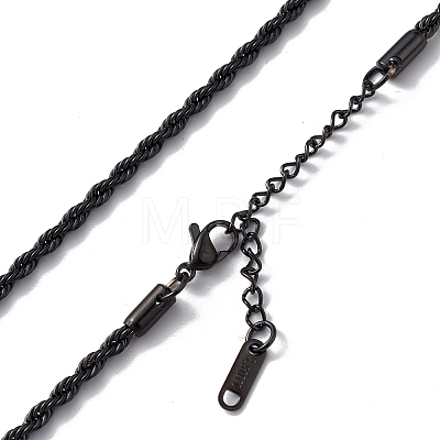 304 Stainless Steel Rope Chain Necklace for Men Women NJEW-K245-023B-1
