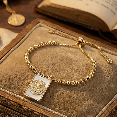 Adjustable Brass Box Chain Slider Bracelets GV3572-1