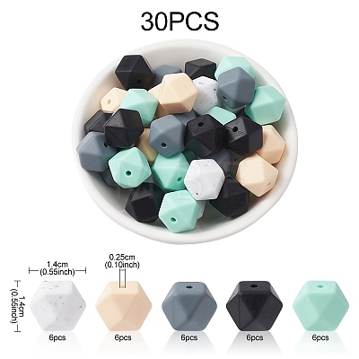 Hexagon Food Grade Eco-Friendly Silicone Focal Beads SIL-YW0001-11B-1