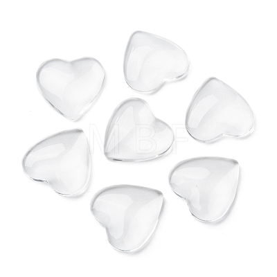 Transparent Glass Heart Cabochons X-GGLA-R021-20mm-1