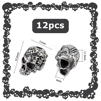 12Pcs 304 Stainless Steel European Beads STAS-HS0001-06-1