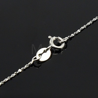 Trendy Unisex Rhodium Plated 925 Sterling Silver Chain Necklaces STER-M034-B-19-1