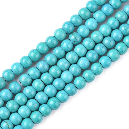 1 Strand Dyed Dark Cyan Round Synthetic Turquoise Beads Strands X-TURQ-G106-4mm-02E-1