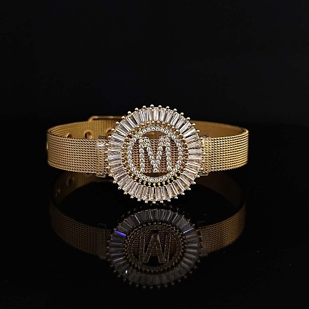 Brass Micro Pave Clear Cubic Zirconia Bangles for Women FS-WGA7409-34-1