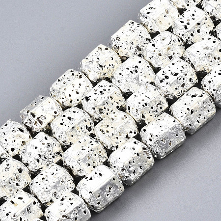 Electroplated Natural Lava Rock Beads Strands G-T114-65S-1