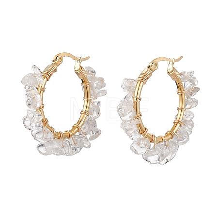 Natural Quartz Crystal Hoop Earring EJEW-JE05709-03-1