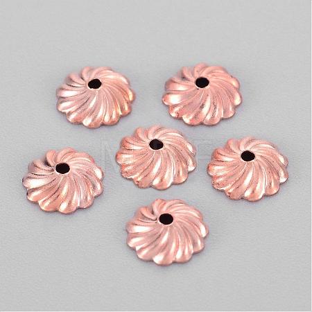 Brass Flower Bead Caps X-KK-O043-02RG-1
