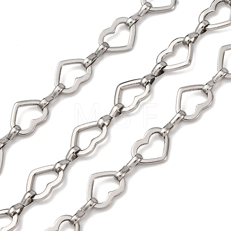 304 Stainless Steel Heart Link Chains CHS-S012-18P-1