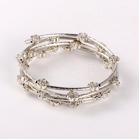 Brass Tube 5-Loops Wrap Bracelets BJEW-JB01704-01-1