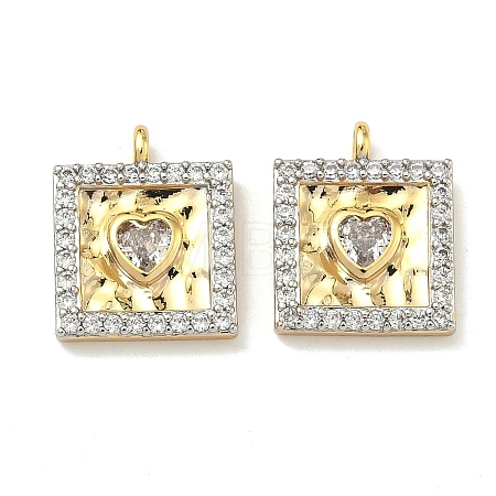 Brass Micro Pave Clear Cubic Zirconia Pendants KK-G555-13GP-1