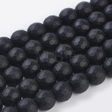Synthetic Black Stone Beads Strands X-G-C059-10mm-1-1
