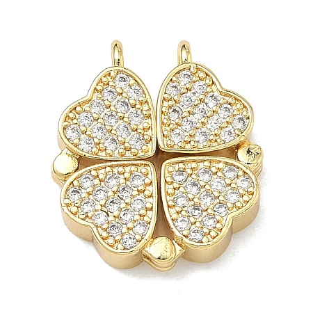 Saint Patrick's Day Brass Micro Pave Clear Cubic Zirconia Deployable Pendants KK-A293-27A-G-1