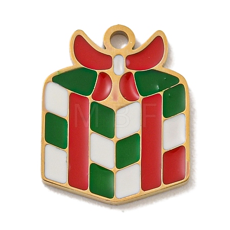 Christmas Theme 304 Stainless Steel Enamel Charms STAS-Z093-02D-1